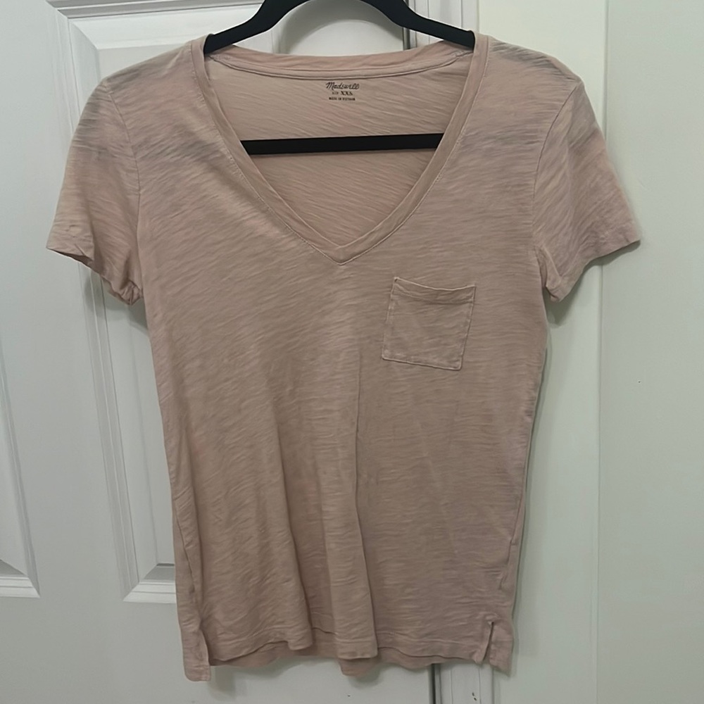 Light Pink Madewell Shortsleeve V Neck Tee Size XXS